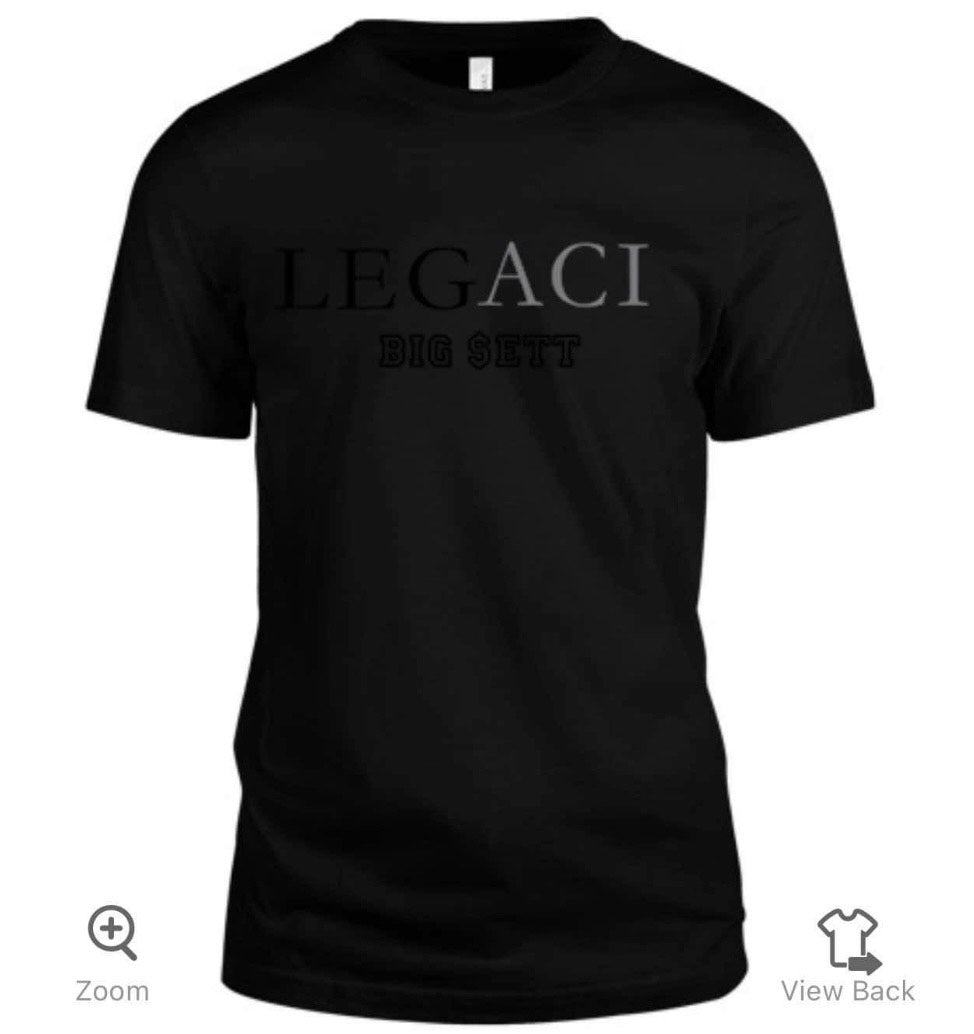Short Sleeve BLACK ON BLACK with HALF GRAY LEGACI - Big $ett shirt